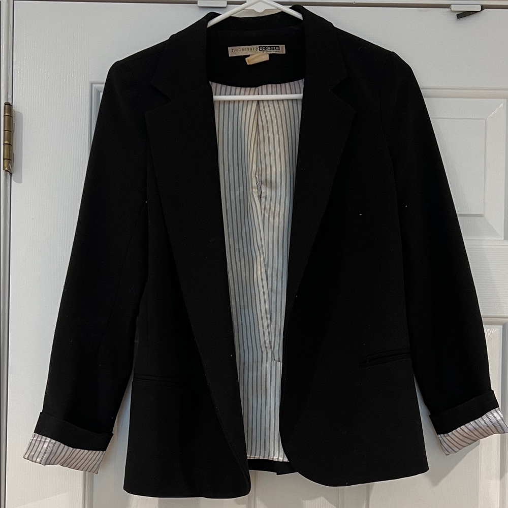Roomy fit classic Black Blazer with Pinstripe detailing